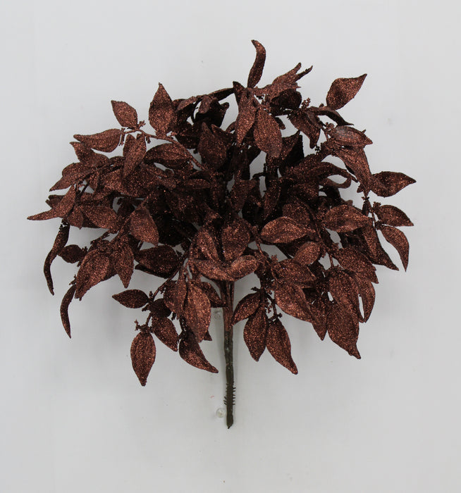 17 In Plastic Leaf W Glitter 85808-COPPER
