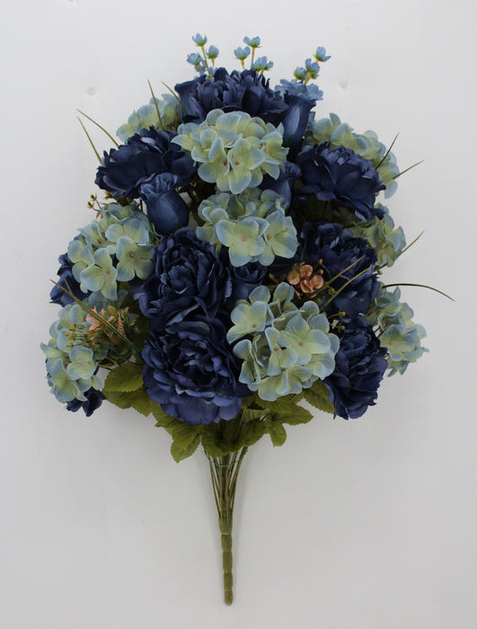 30" Peony Hydrangea Rose, Blue
