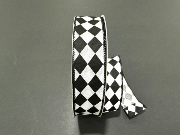 White Linen/Black Harlequin, 1.5"X50Y 861-09-604