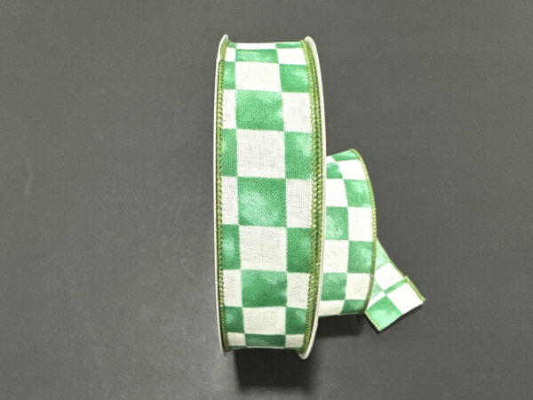Ivory Linen/Sage Watercolor Checks, 1.5"X50Y 861-09-607