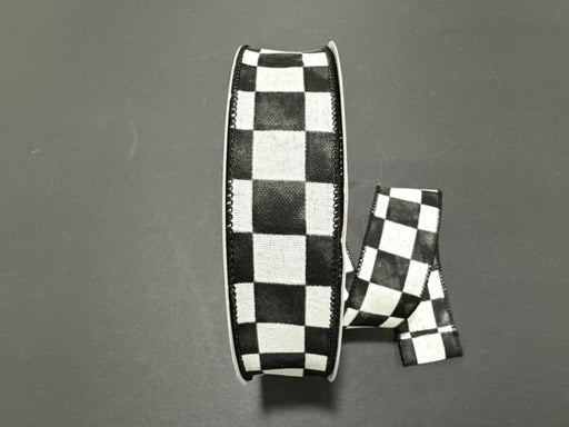 Ivory Linen/Black Watercolor Checks, 1.5"X50Y 861-09-608