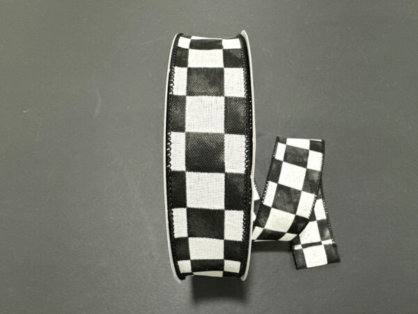 Ivory Linen/Black Watercolor Checks, 1.5"X50Y 861-09-608
