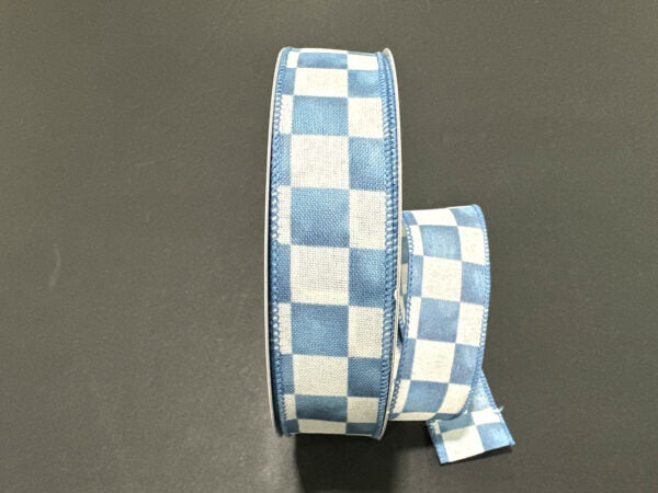 Ivory Linen/Dusty Blue Watercolor Checks, 1.5"X50Y 861-09-610