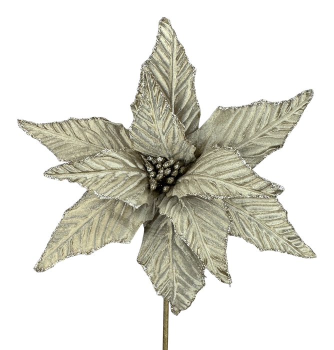 Matte Metallic Poinsettia Pick H15xDIA12 Gold 86254GD
