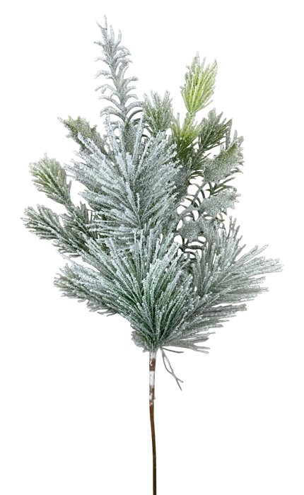 Flocked Pine Mix Spray H24 86560SNOW