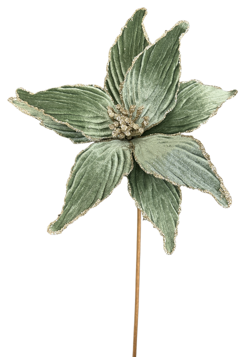 Velvet Poinsettia Stem H24xDIA11 86773SAGE