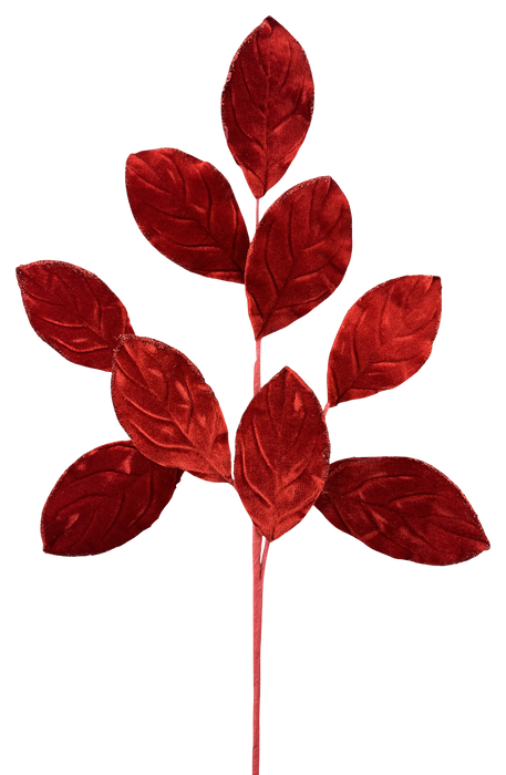 Velvet Magnolia Leaves Spray x 9 H30 86787RD