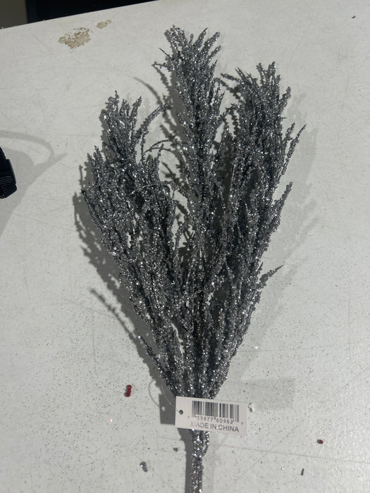 Christmas Berry Spray - 3 Stems - Silver - 60962