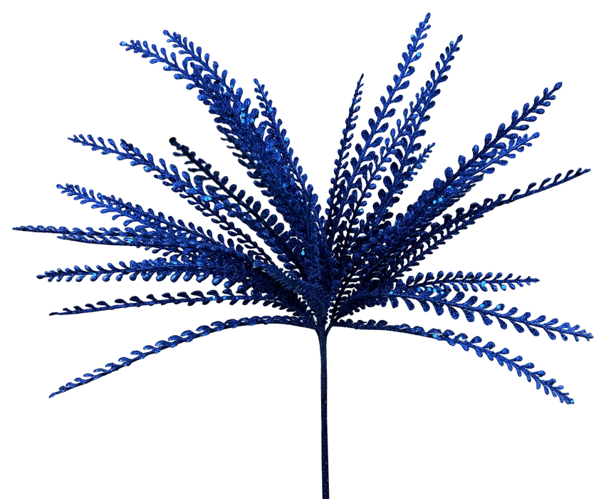 Glitter Plastic Leaves Bush x 5 H16 86929BL