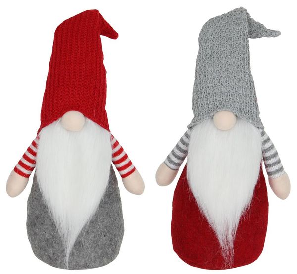 2 Asst 11"H Gnome Red/Grey XN4269