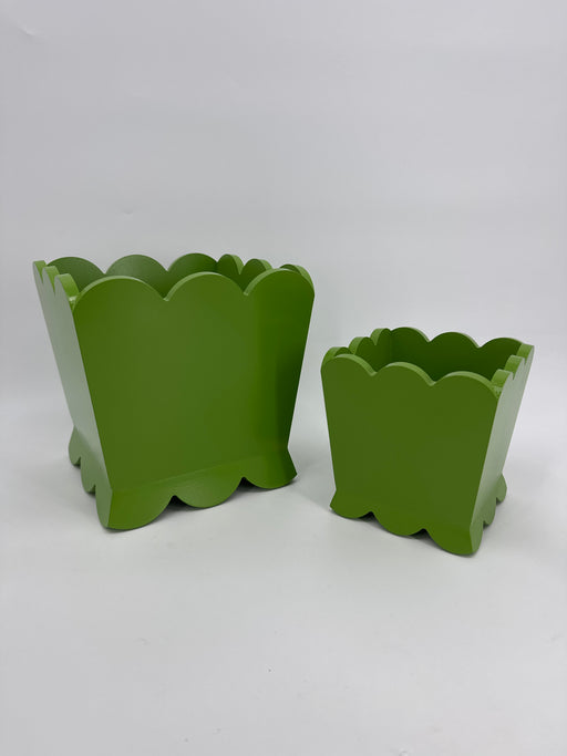 8" Scalloped Green Planter 4659017 - DecoExchange®