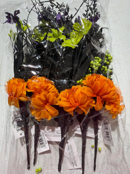 12"L (pack of 6) Marigold/Flower/Fern/Grass Pick Black/Purple/Orange/Lime FH8266AH