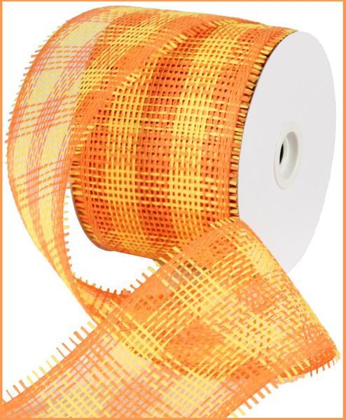 4"X20YD Woven Check Paper Mesh Orange/Yellow RR700238