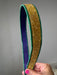 Gold Bling & Purple Backing With Green Piping 1" Wired Ribbon 25-800-11 - DecoExchange®