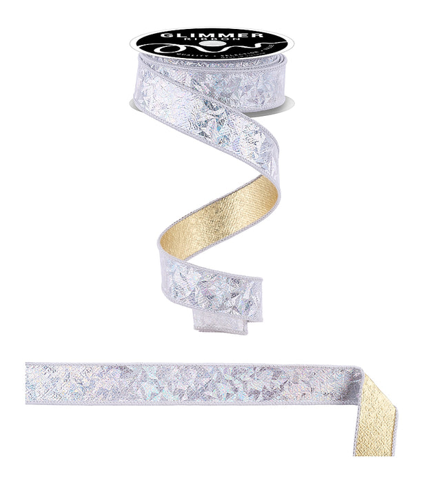 1"X10Yd Scale/Ice Crackle Fused Laser Silver/Matte Gold NR6108Y8