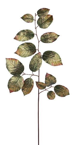 29"L UV Metallic Salal Leaf Spray Green/Gold XS261584