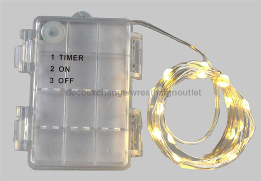 8'L Mini Led 20 Light, Warm White Silver Wire LL599926 - DecoExchange