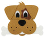 9.625"L X 8"H Felt Dog W/Bone Ornament Lt Brown/Black/White MS156944 - DecoExchange
