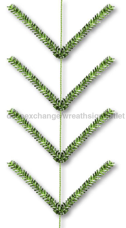 9' Pencil Work Garland X22 Ties Metallic Lime XX752537 - DecoExchange