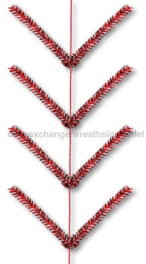 9’ Pencil Work Garland X22 Ties Metallic Red XX752524 Base