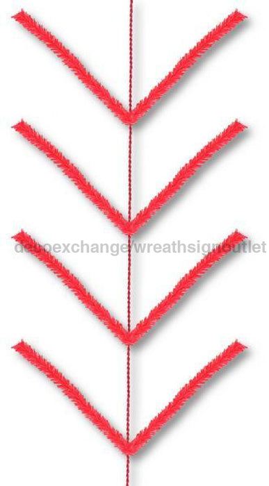 9' Pencil Work Garland X22 Ties Red XX752424 - DecoExchange