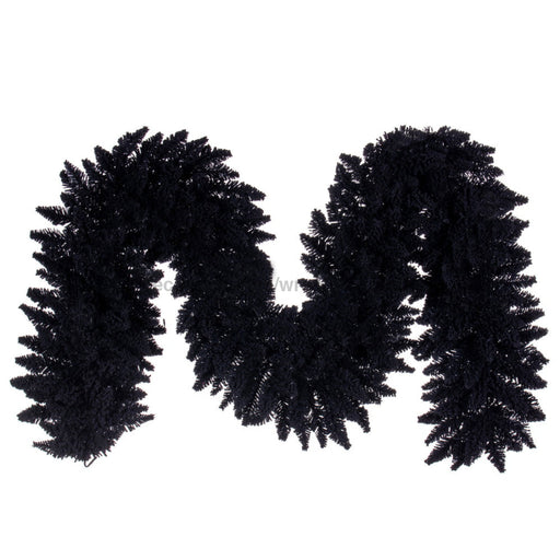 9’ X 14’’ Flocked Black Fir Artificial Garland Unlit. K221714 Base