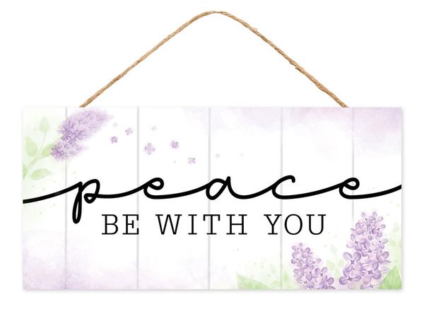 12.5"LX6"H Mdf Peace Be with You Sign Lilac/Grn/Wht/Blk AP7242