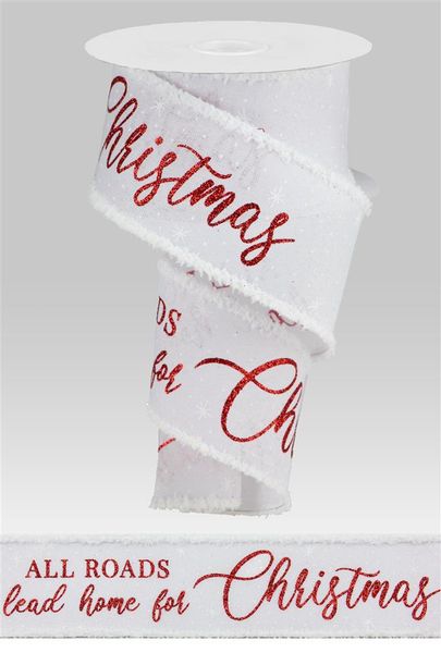 2.5"X10YD Home for CHRISTMAS/DRIFT White/Red RG0862727