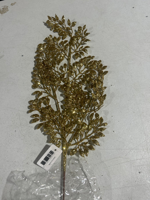 Glitter Boxwood Spray - 3 Stems - Gold - 69431