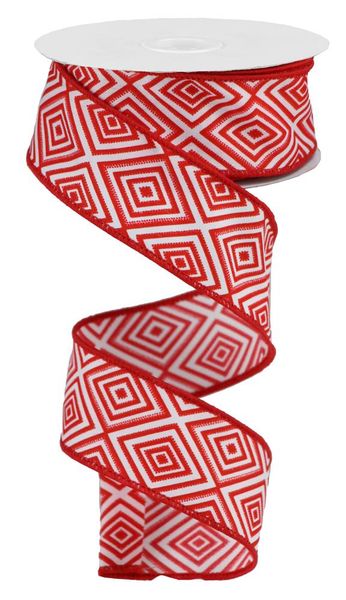 1.5"X10YD Diamond White/Red RGB110927