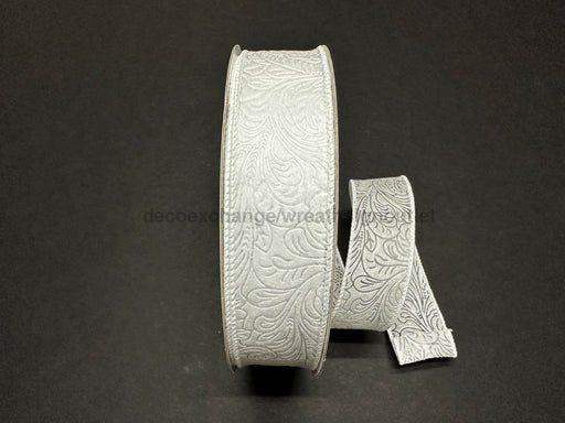 841-09-462: White Flower Embossed 1.5X50Y Ribbon