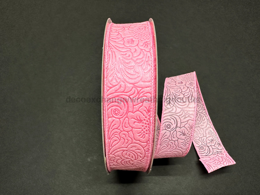 841-09-461: Pink Flower Embossed 1.5X50Y Ribbon