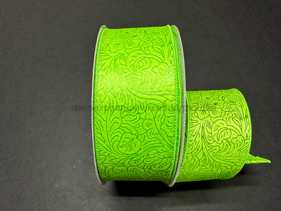 841-40-463: Lime Flower Embossed 2.5X50Y Ribbon