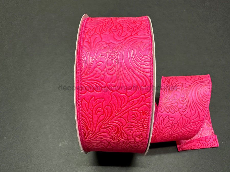 841-40-470: Fuchsia Flower Embossed 2.5X50Y Ribbon