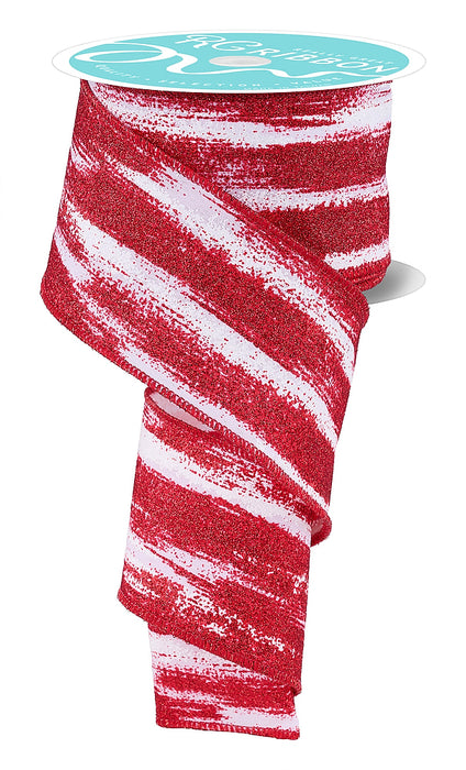2.5"X10Yd Glitter Paint Strokes White/Red RGH146167