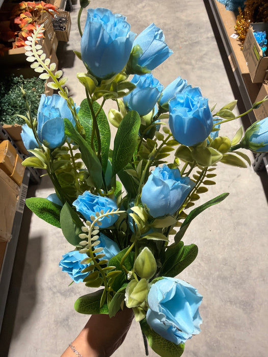 Rose Bud Bush - 7 Stems - Light Blue - 37406 - DecoExchange®