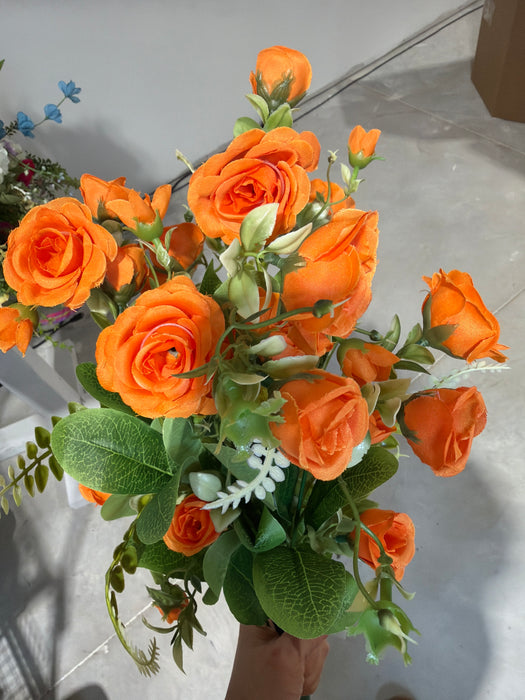 Rose Bush - 7 Stems - Orange - 37307 - DecoExchange®