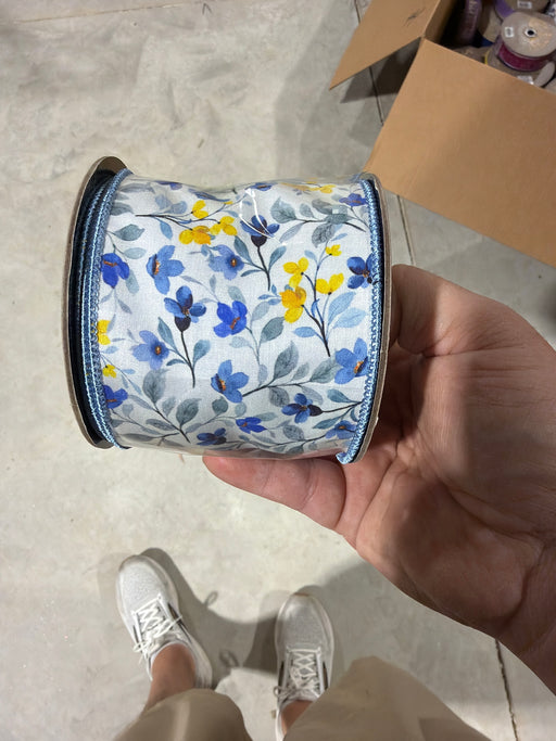 3” x 10yds poplin cosmos, yellow blue white - DecoExchange®