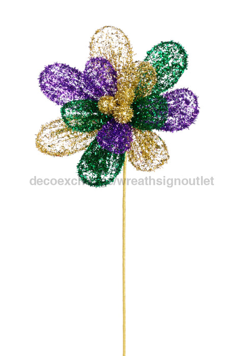 9’’Dia V-Cut Foil/Filigree Flower 17’’Oal Mardi Gras Hg3331 Ornament