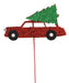 7"W x 4"H GLITTER/EVA Car W/TREE Pick Red/Silver/Black/Green XP0168