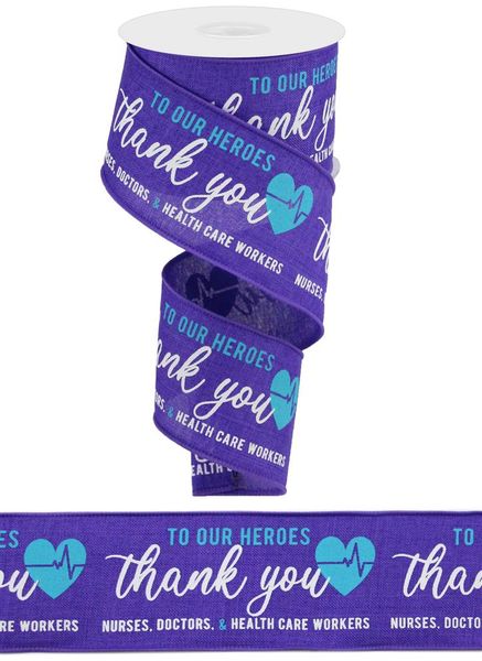 2.5"X10YD Thank You Health Care Heroes Purple/Turq/White RGC112723
