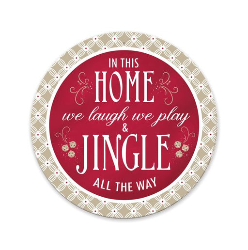 13"DIA Jingle All the Way Plate Sign Red/Natural/White MD147524