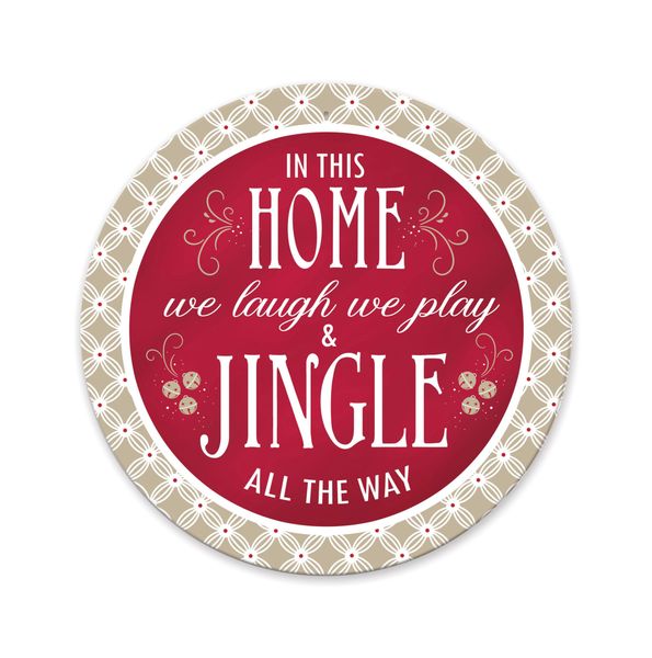 13"DIA Jingle All the Way Plate Sign Red/Natural/White MD147524