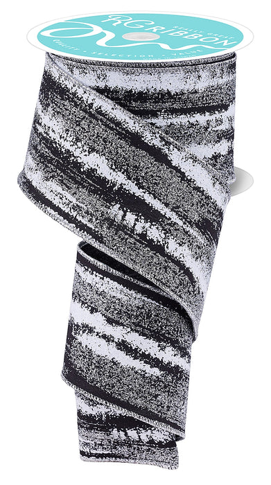 2.5"X10Yd Glitter Paint Strokes Black/White/Silver RGH145587