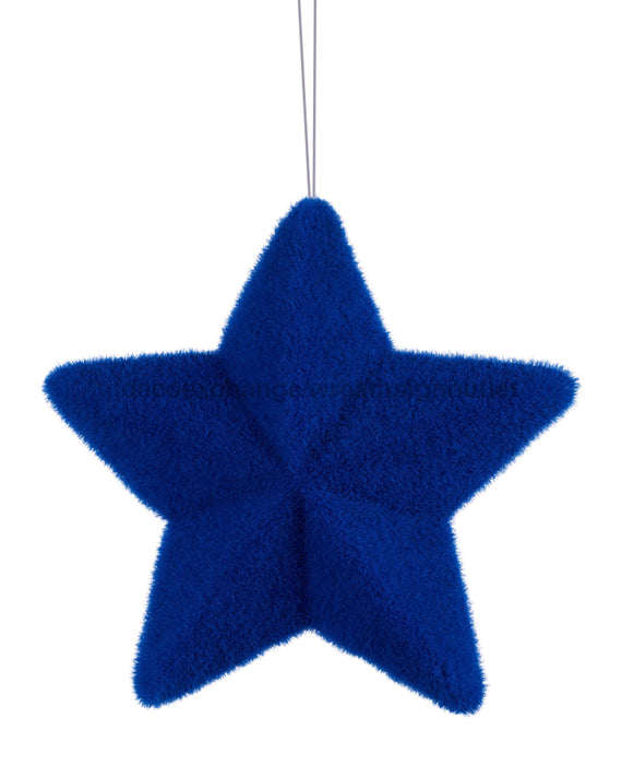 9’’Lx9’’H Flocked/Glitter Pointed Star Royal Blue HJ902125 Attachment