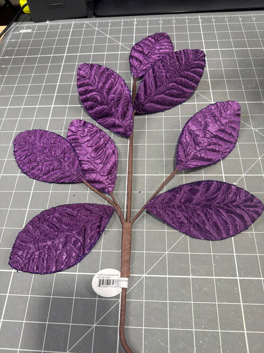 27" Baroque Velvet w/Glitter Leaf Stem Purple MTX73387-PURP