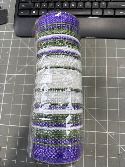 10"X10Yd Vertical Ombre Stripe Mesh Sage Green/Purple/White RE13862J - DecoExchange®