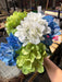 16"L Fabric Hydrangea Bush X5 Blue/Green/White FN175438 - DecoExchange