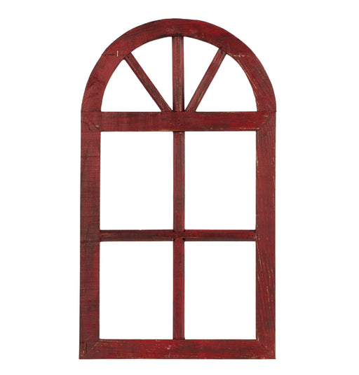 20.75"H X 12"W Arched Wood Window Antique Red AP037450