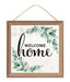 10"Sq Welcome Home With Eucalyptus Sign Natural/Black/Sage AP7369 - DecoExchange